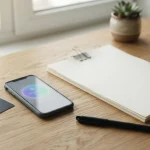 Bankkarte und digitales Wallet neben einer neutralen Unterlagenmappe